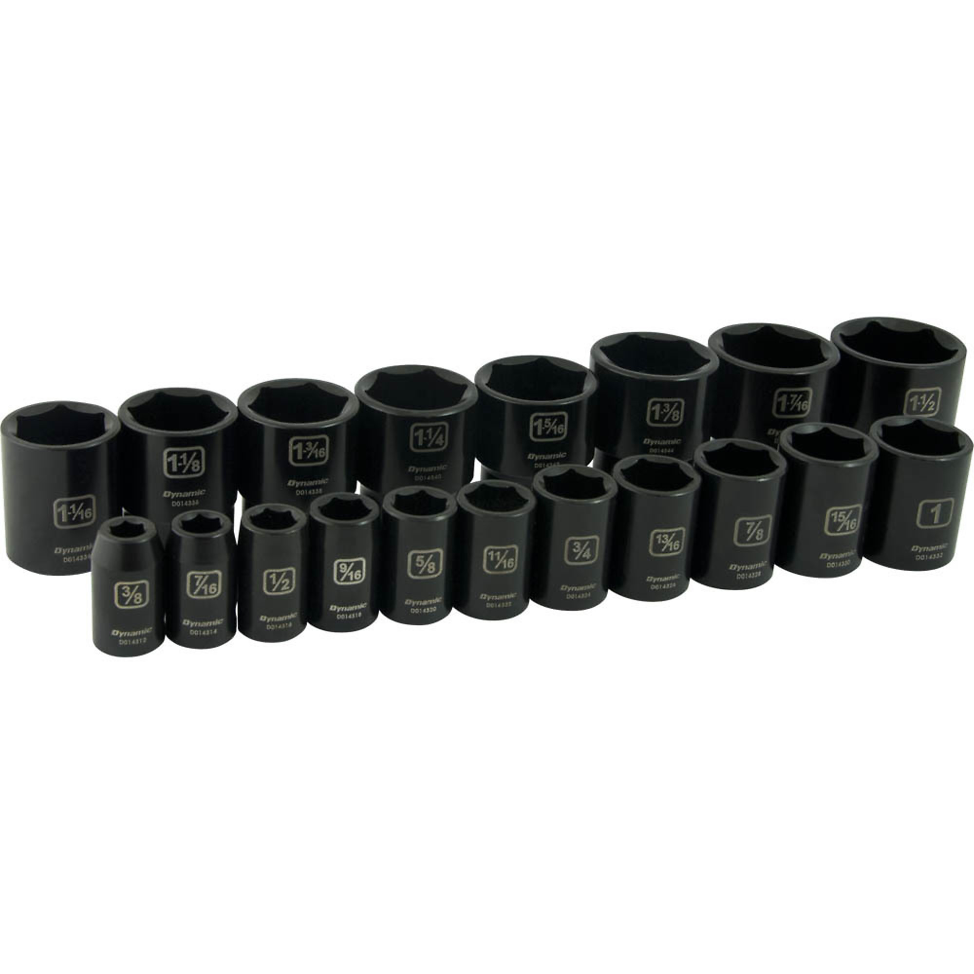 Dynamic Tools, 1/2in. 6 Point Standard SAE Impact Socket Set, Measurement Standard Standard (SAE), Pieces (qty.) 19 Socket Set Type 1/2in. Drive Sets, Model# D018024